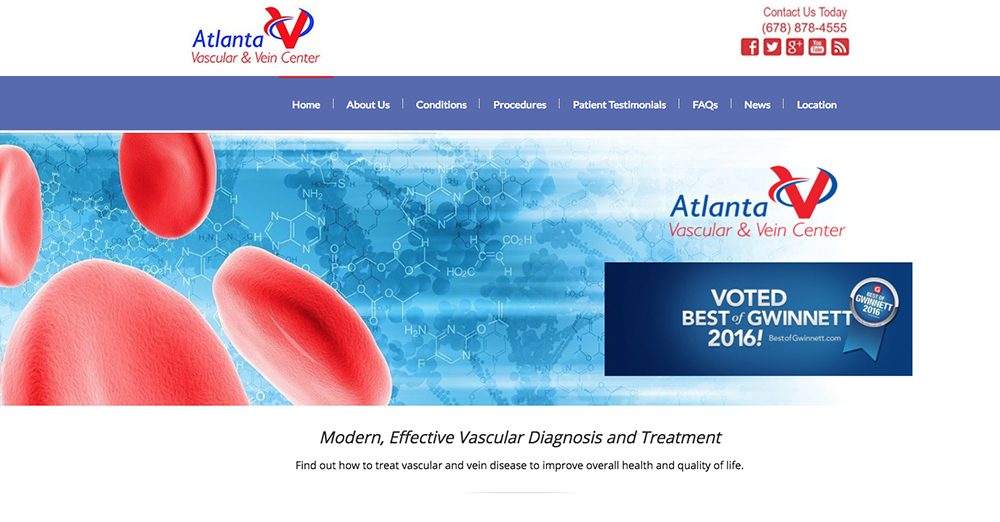 image of home page of Atlanta Vascular and Vein Center
