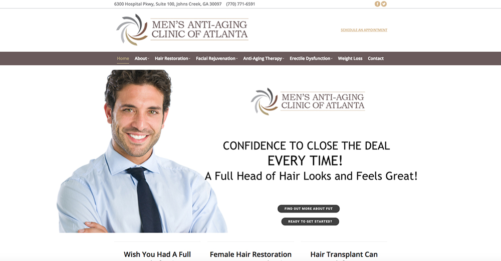 image of the home page for Men’s Anti-Aging Clinic of Atlanta