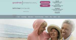 screen shot of the Goodman Dermatology's website's home page